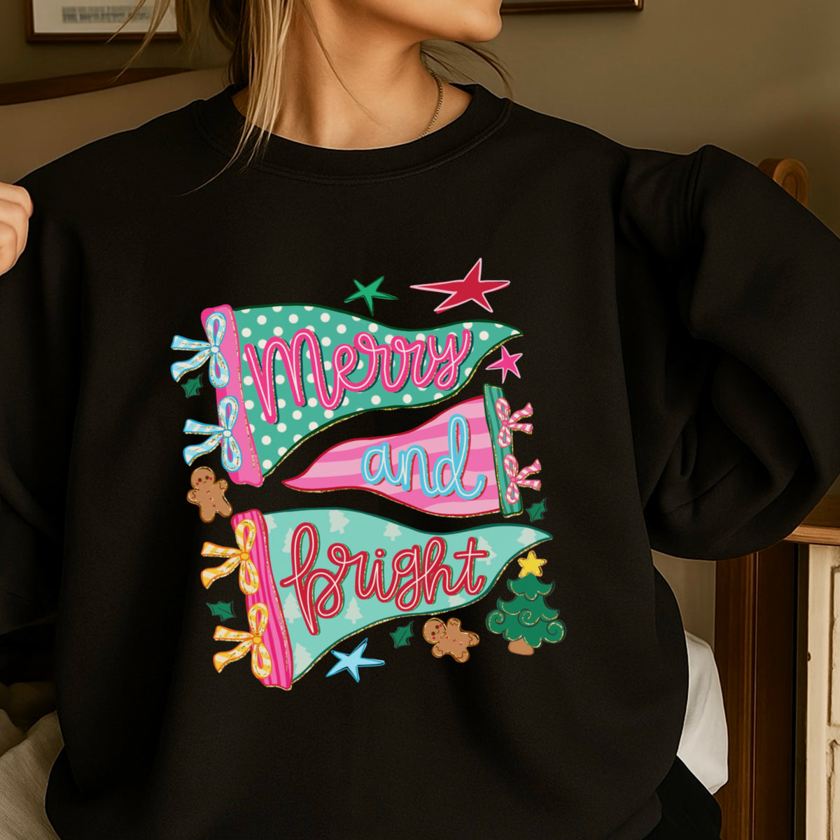 Merry And Bright Christmas Crewneck Sweatshirt