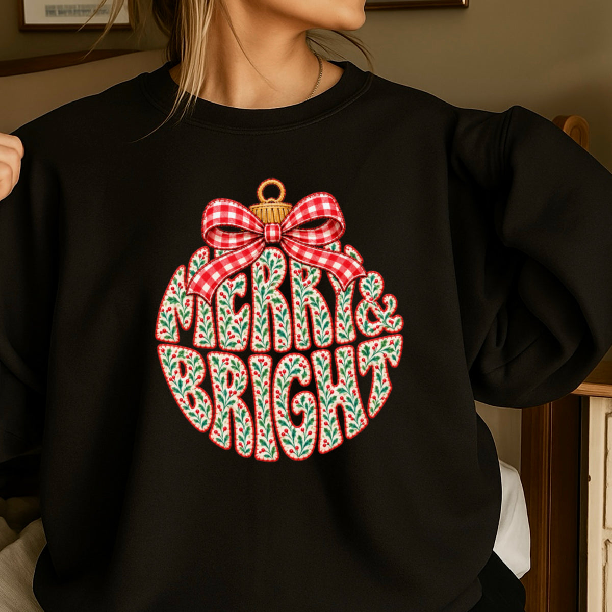 Merry & Bright Christmas Crewneck Sweatshirt