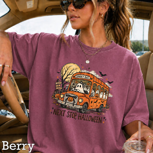 Next Stop Halloween Comfort Color Graphic Tee
