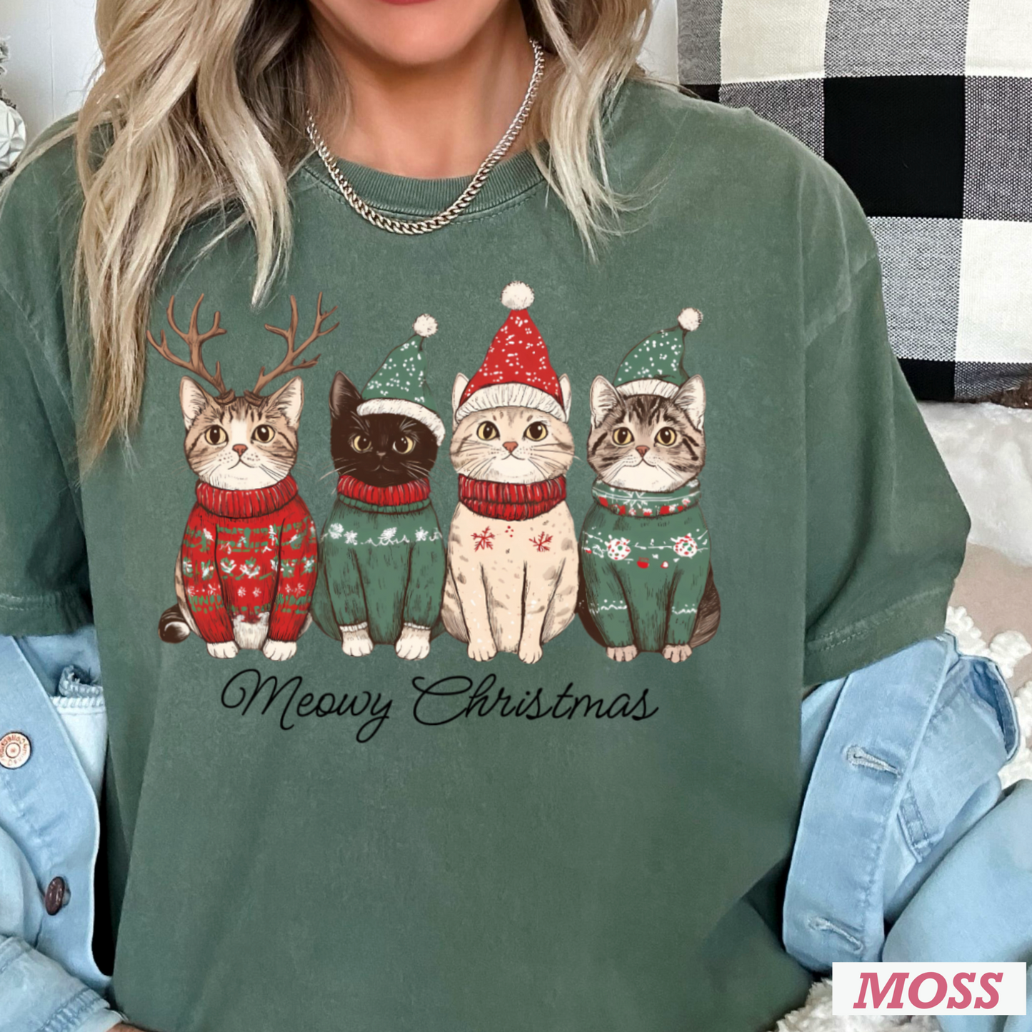 Meowy Christmas Comfort Color Graphic Tee