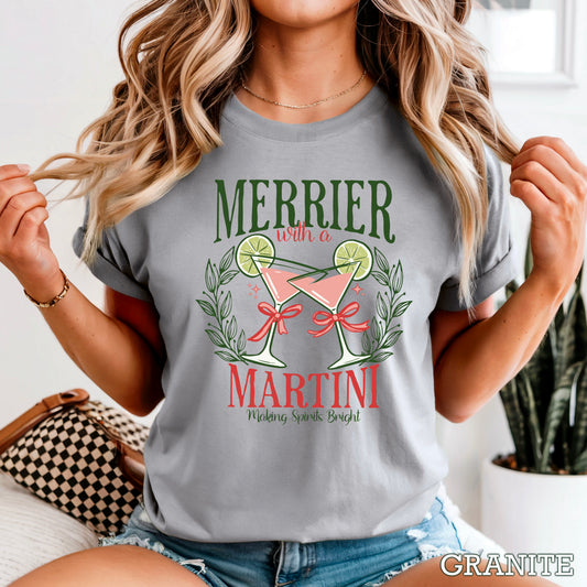 Merrier With A Martini Comfort Color Graphic Tee