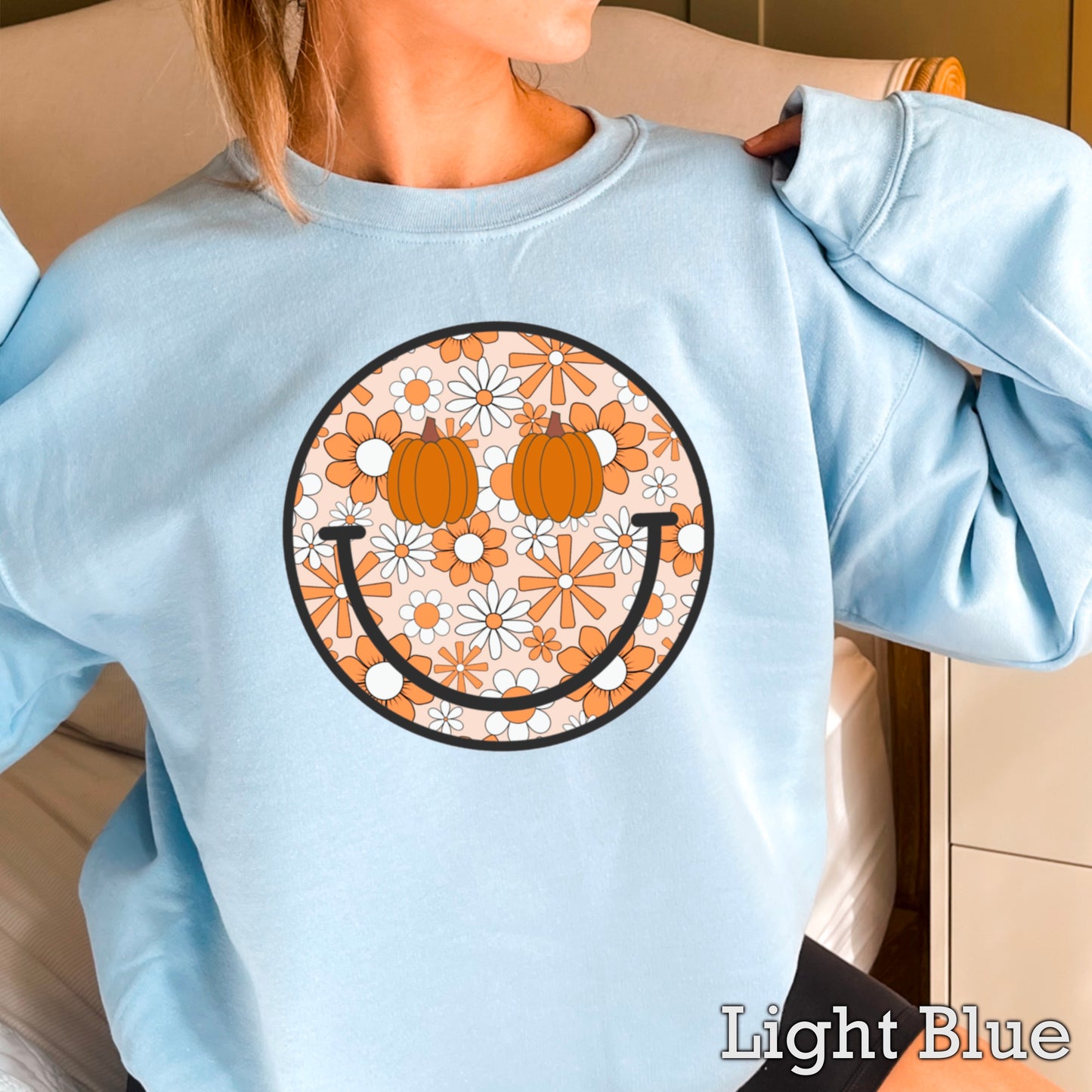Floral Face Pumpkin Crewneck Sweatshirt