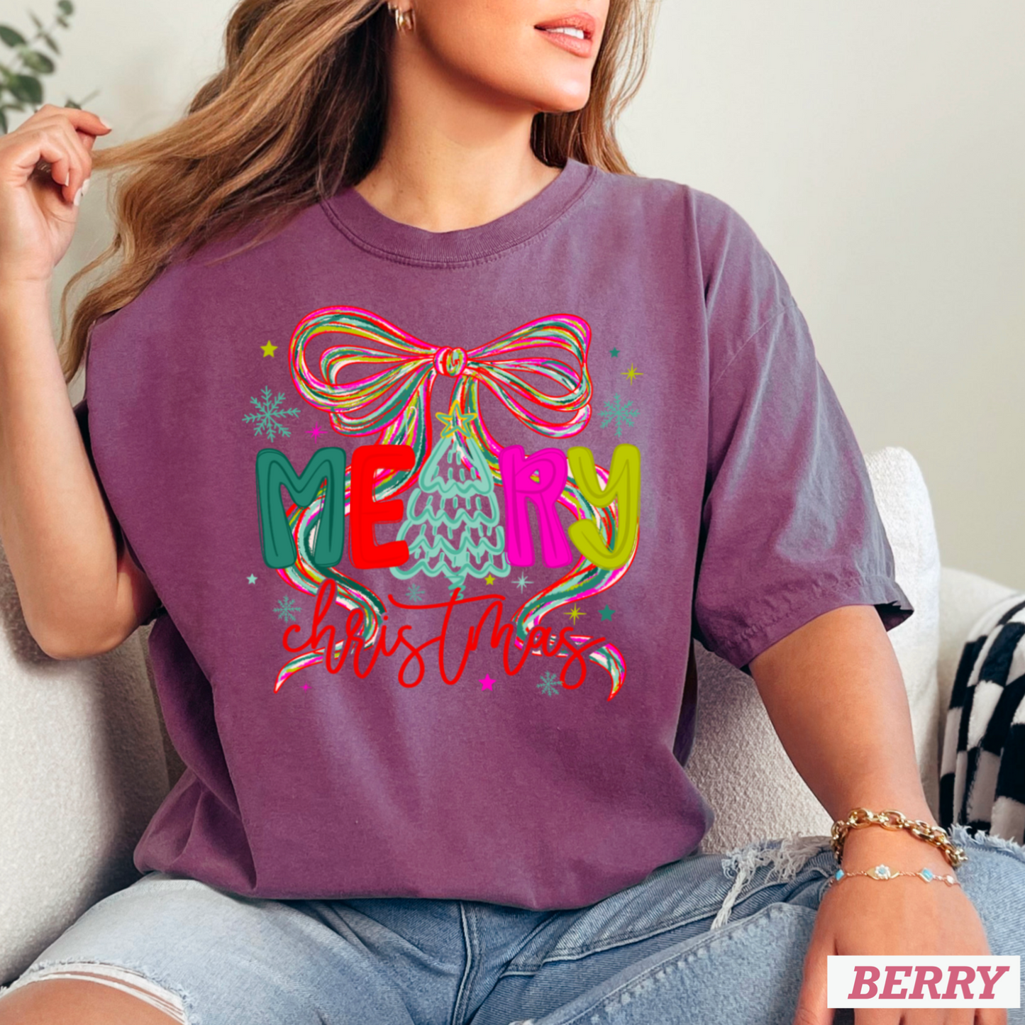 Merry Christmas Comfort Color Graphic Tee