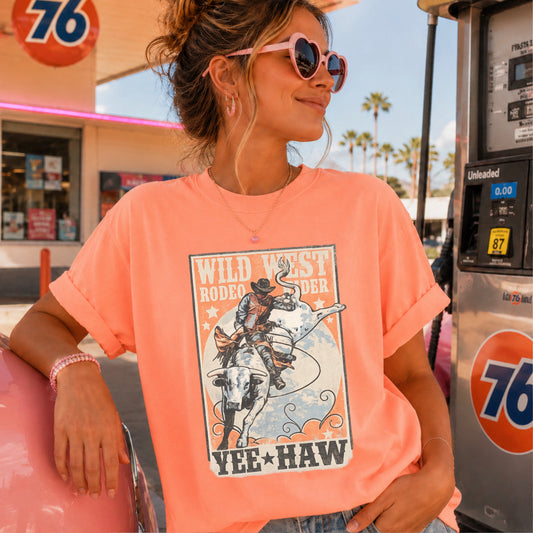 Wild West Rodeo Rider Comfort Color Graphic Tee