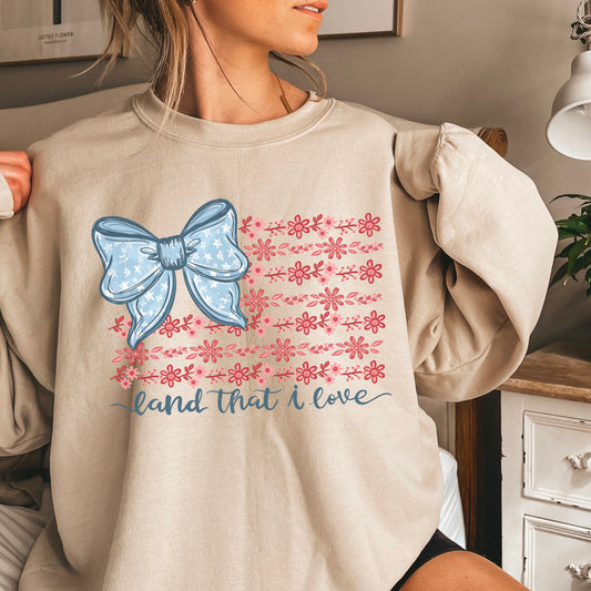 Land Of The Free Patriotic Crewneck Sweatshirt