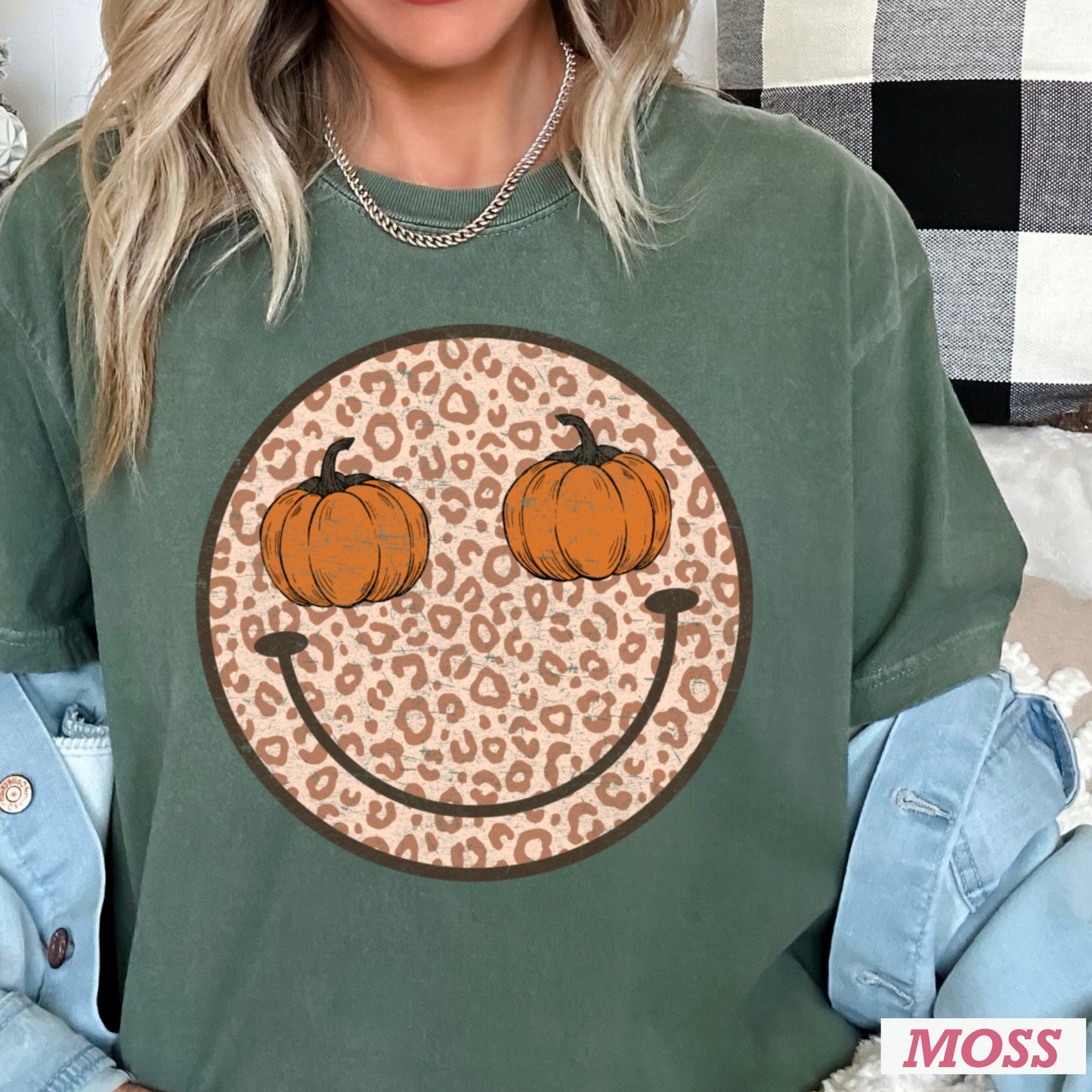 Leopard Pumpkin Face Comfort Color Graphic Tee