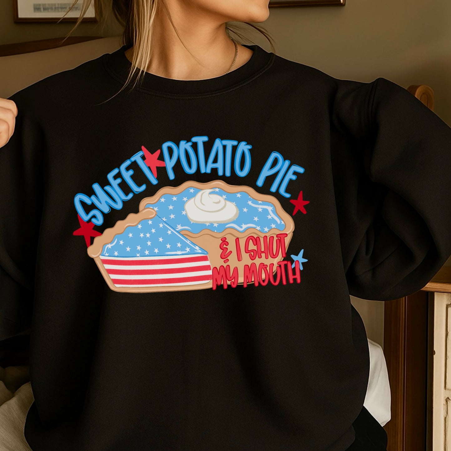 Sweet Potato Pie Patriotic Crewneck Sweatshirt