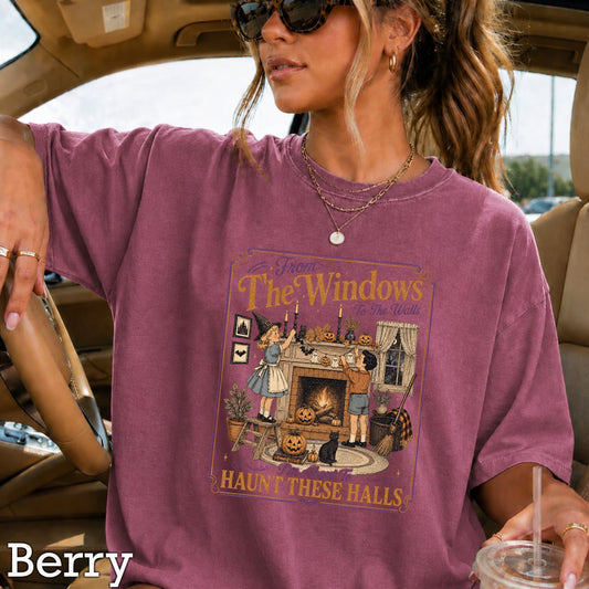 From The Windows To The Walls Halloween Comfort Color Graphic Tee