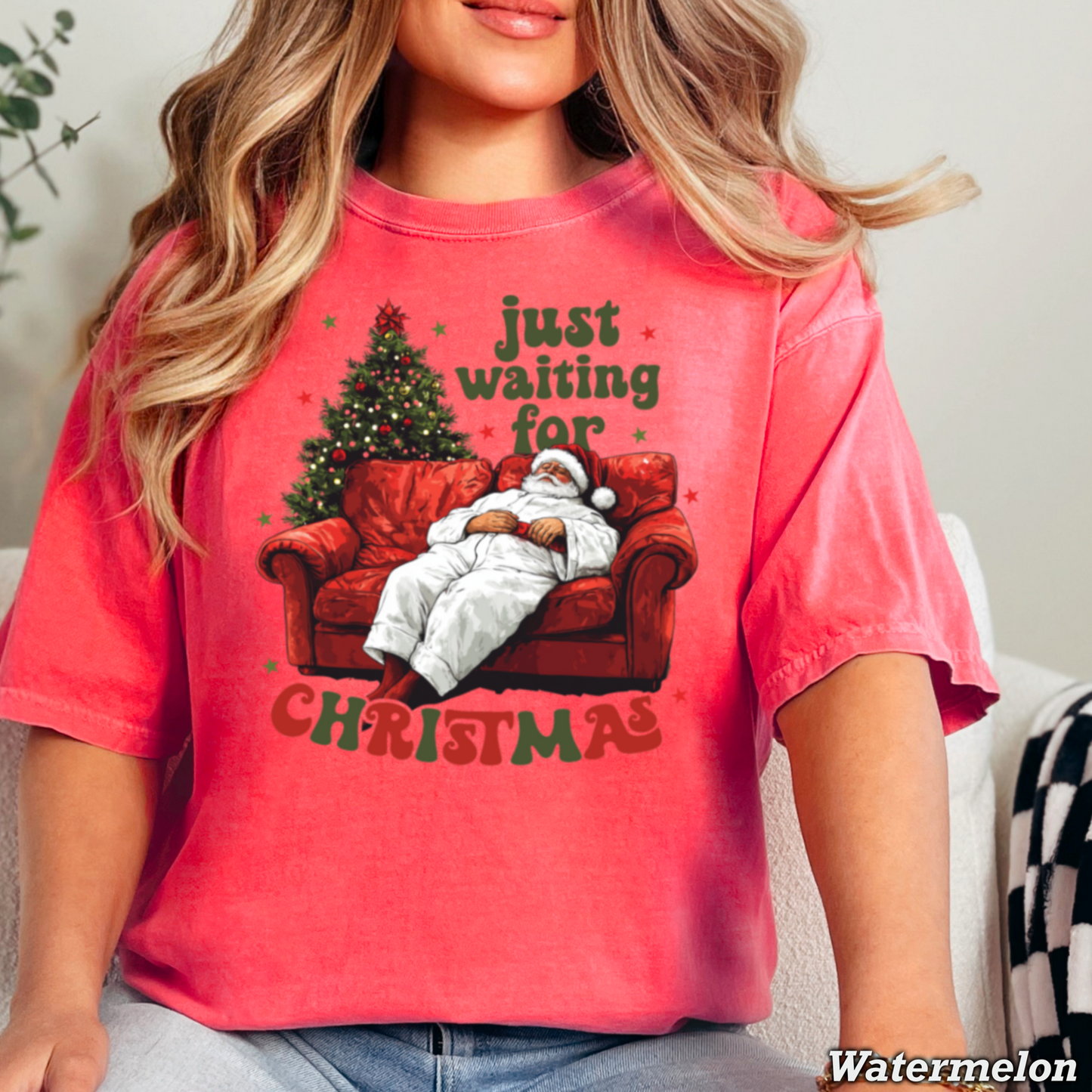 Just Waiting For Christmas Comfort Color Graphic Tee