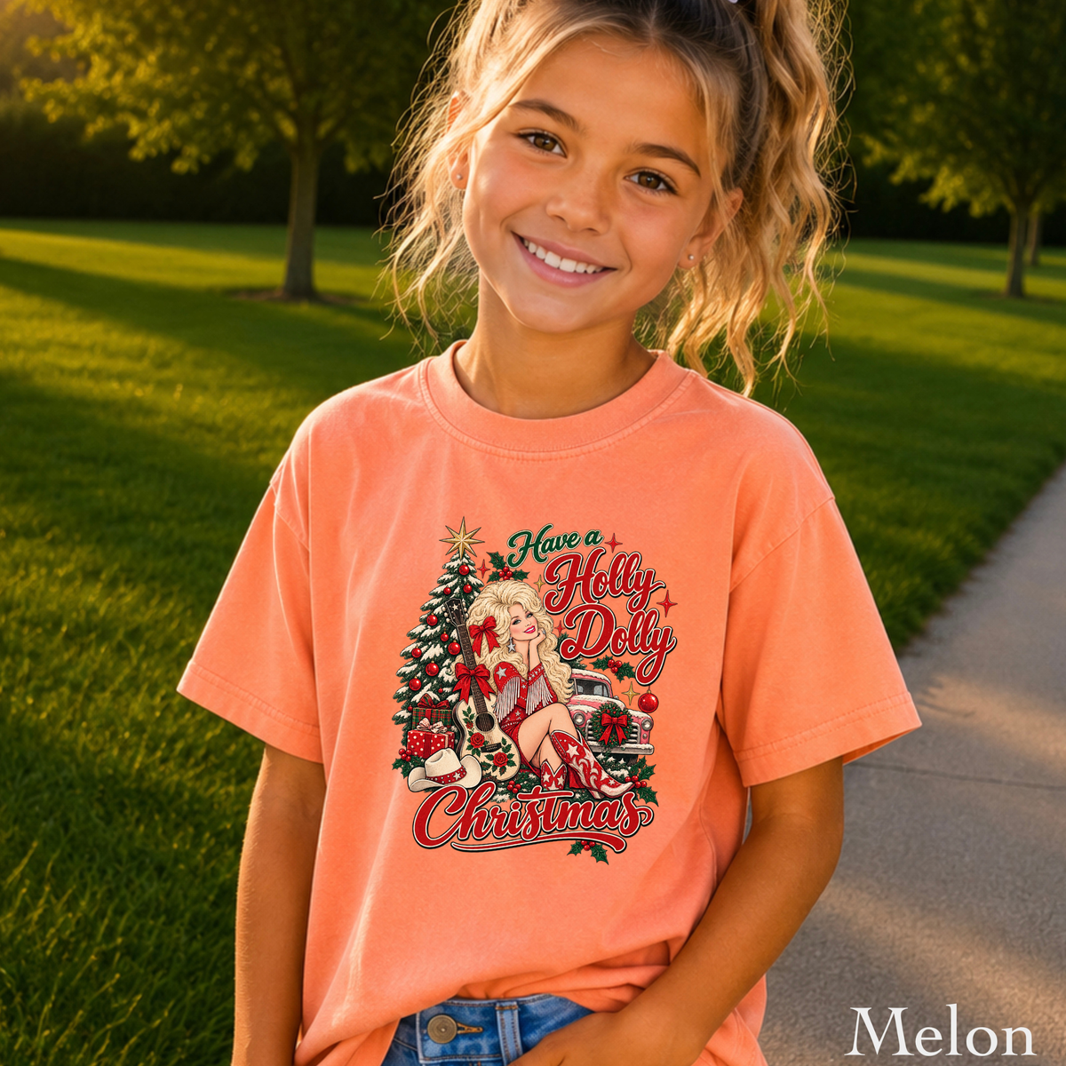 Have A Holly Christmas Youth Comfort Color T-Shirt