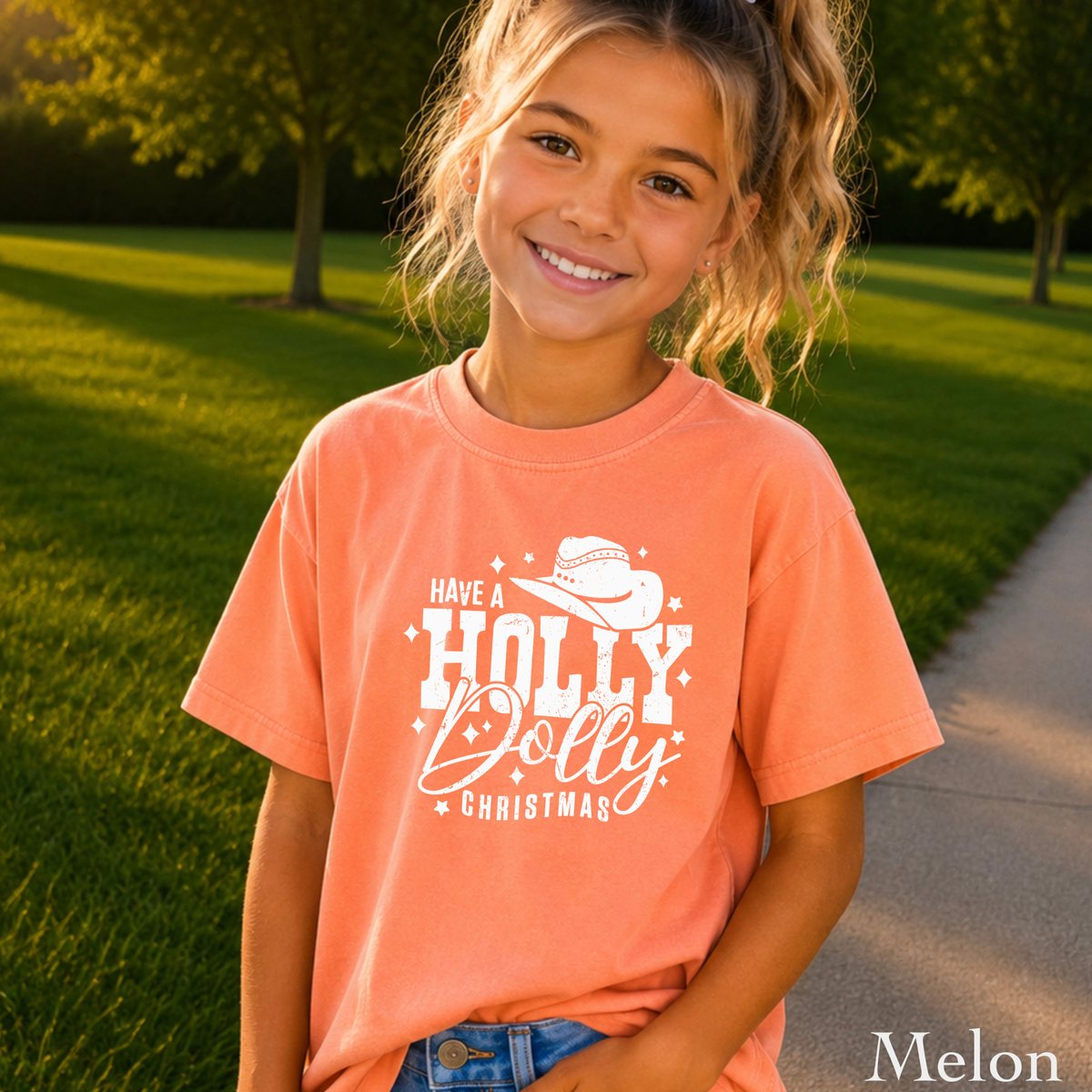 Have A Holly Christmas Youth Comfort Color T-Shirt
