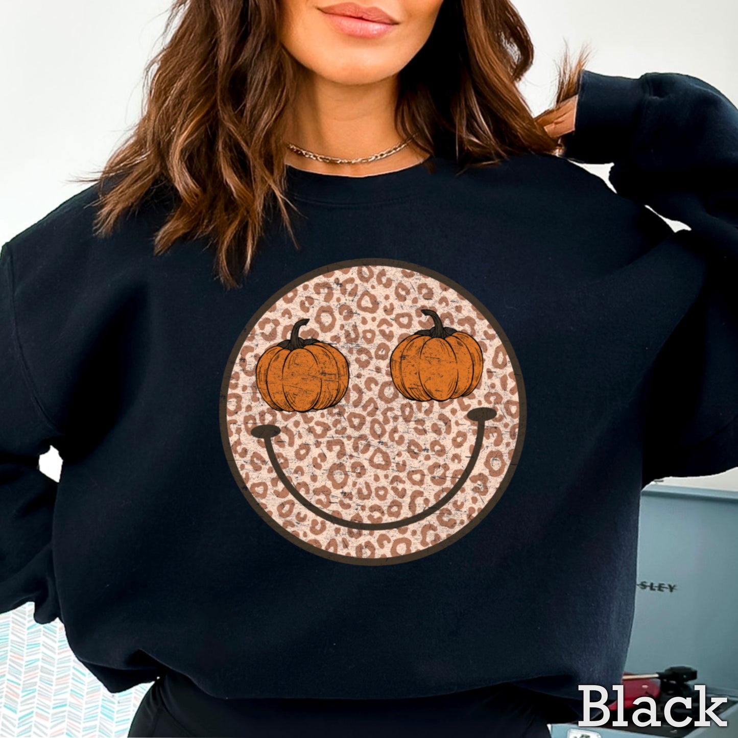 Leopard Face Pumpkin Crewneck Sweatshirt