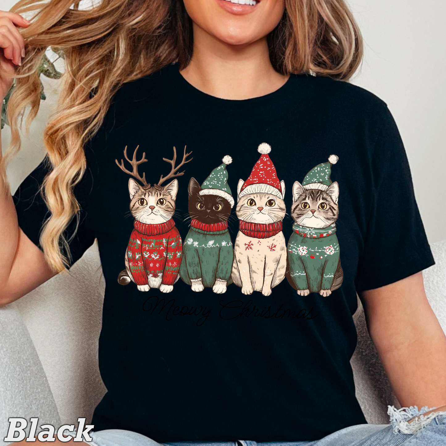 Meowy Christmas Comfort Color Graphic Tee