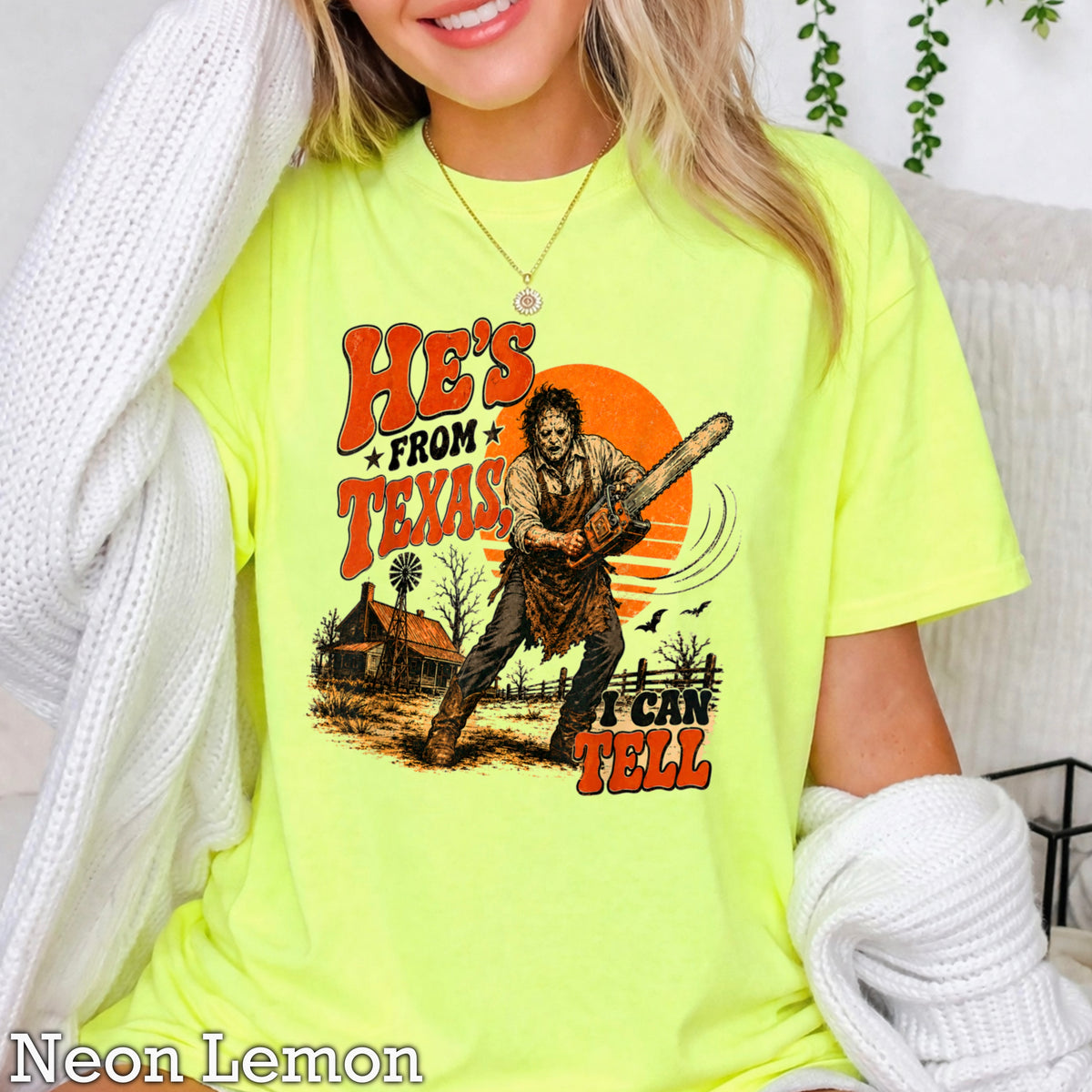 He’s From Texas Halloween Comfort Color Graphic Tee