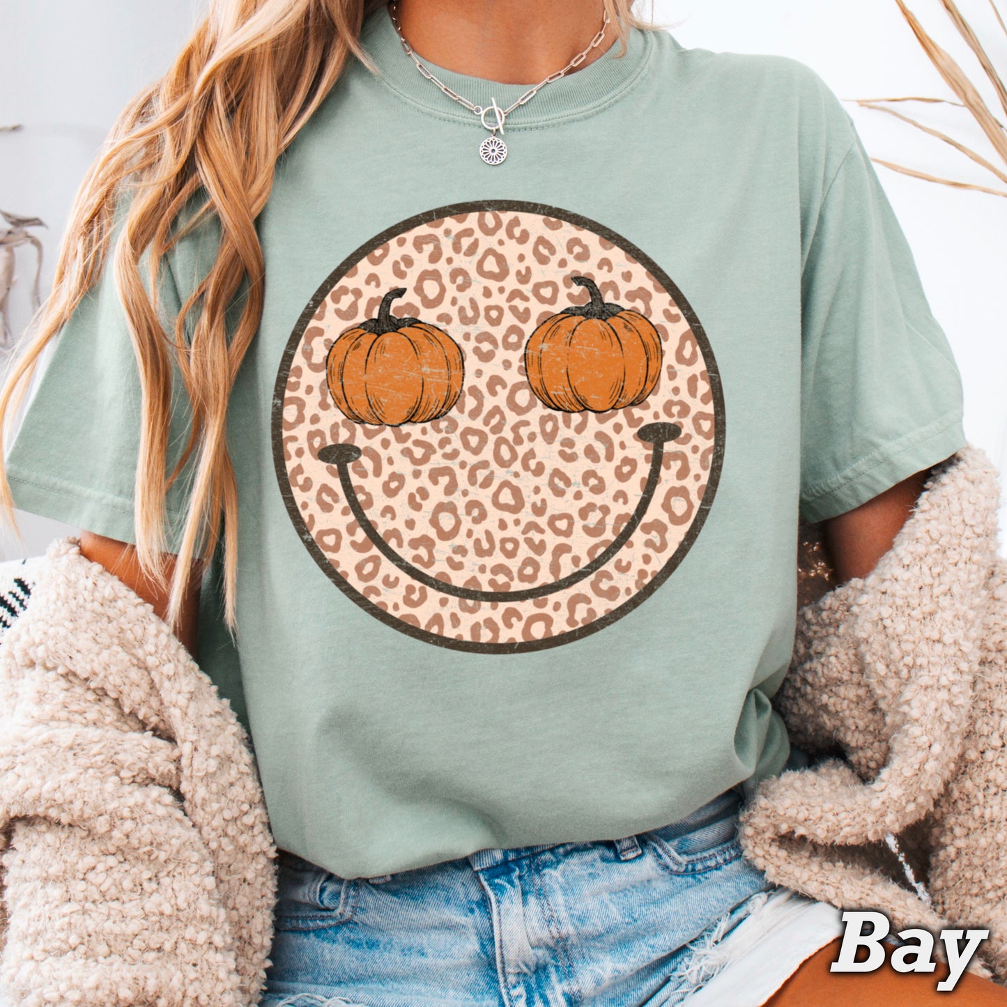 Leopard Pumpkin Face Comfort Color Graphic Tee
