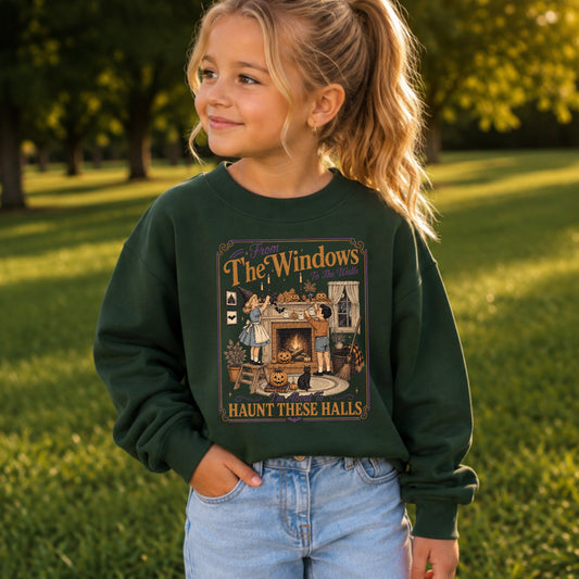 From The Windows To The Walls Halloween Youth Crewneck Sweatshirt