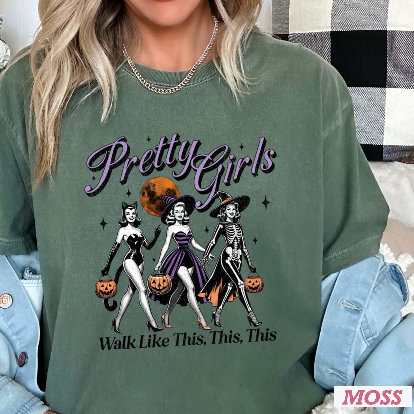Pretty Girls Halloween Comfort Color Graphic Tee