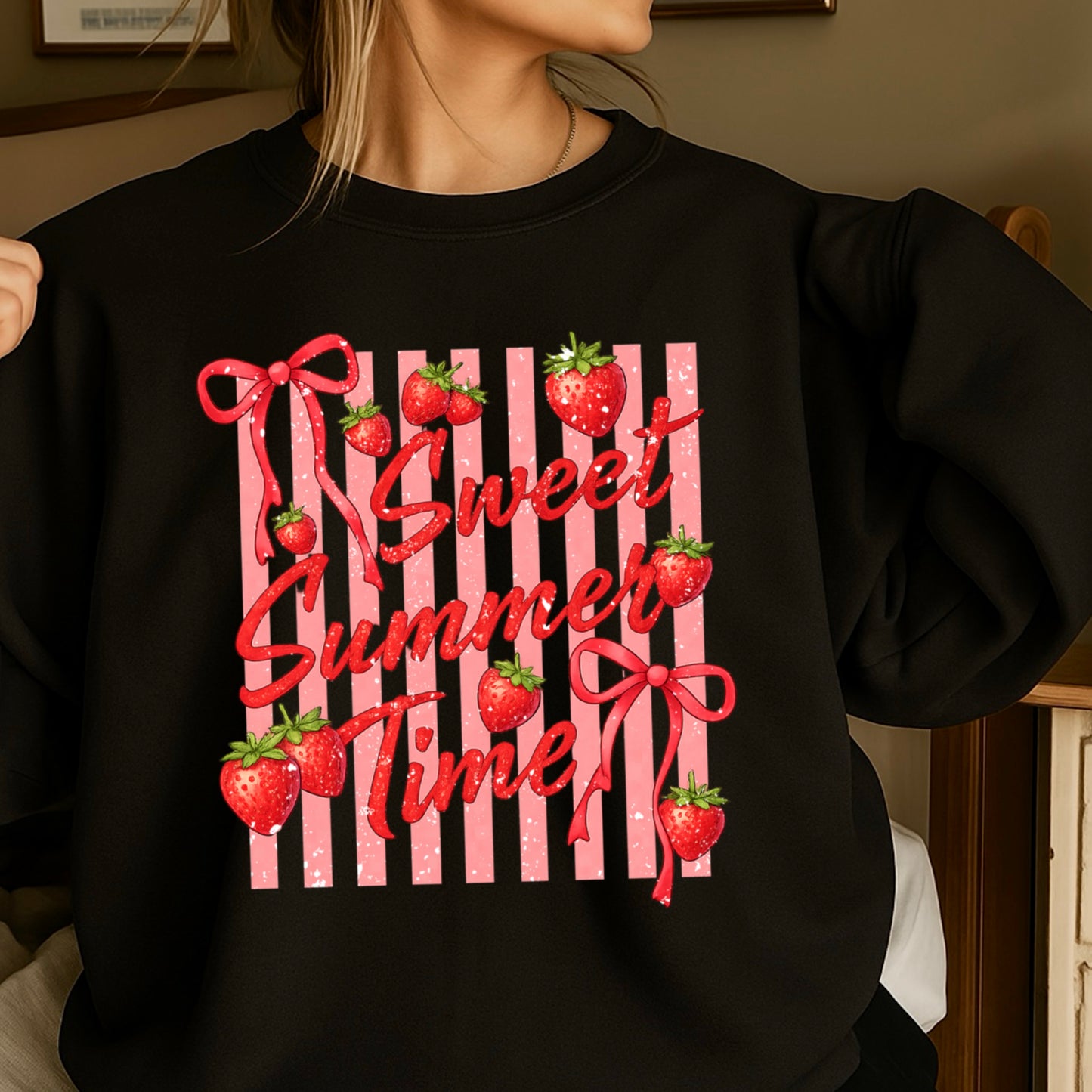 Sweet Summertime Strawberries Crewneck Sweatshirt