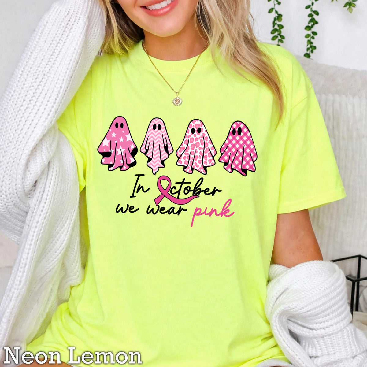 In October We Wear Pink Comfort Color Graphic Tee
