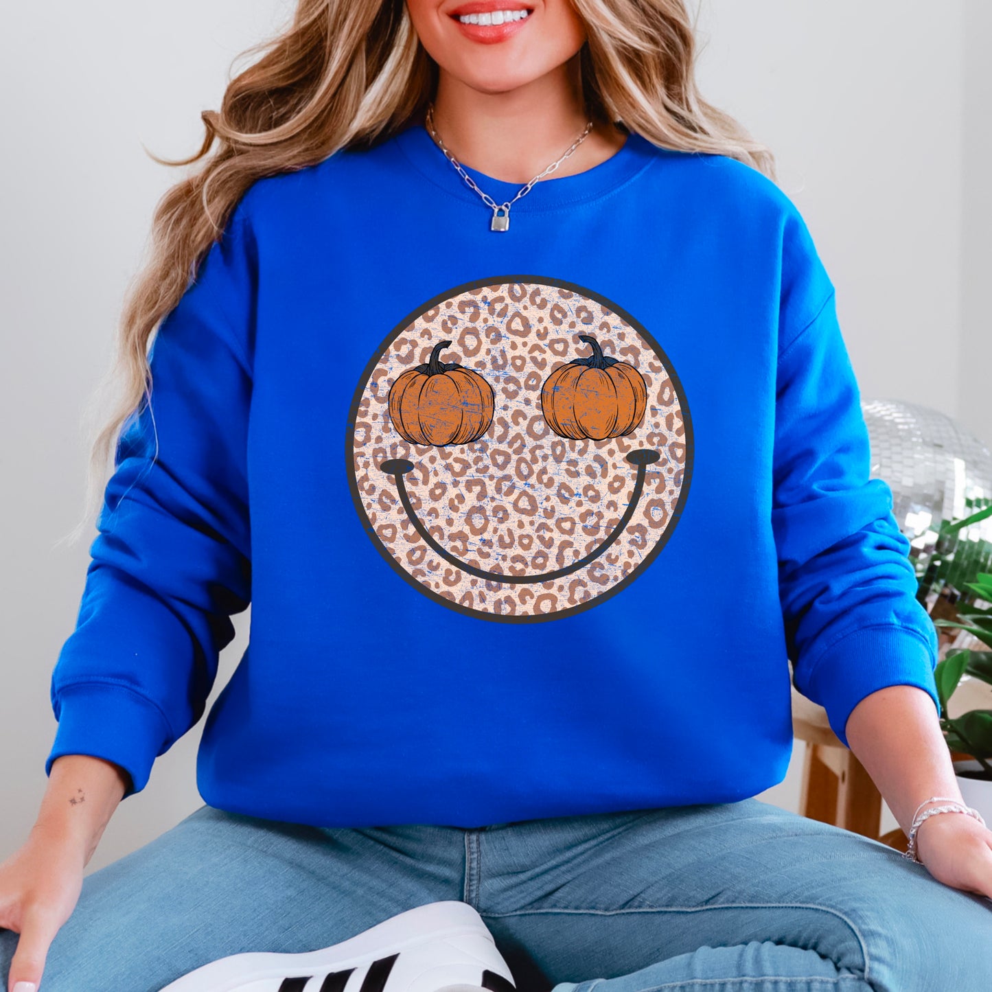 Leopard Face Pumpkin Crewneck Sweatshirt