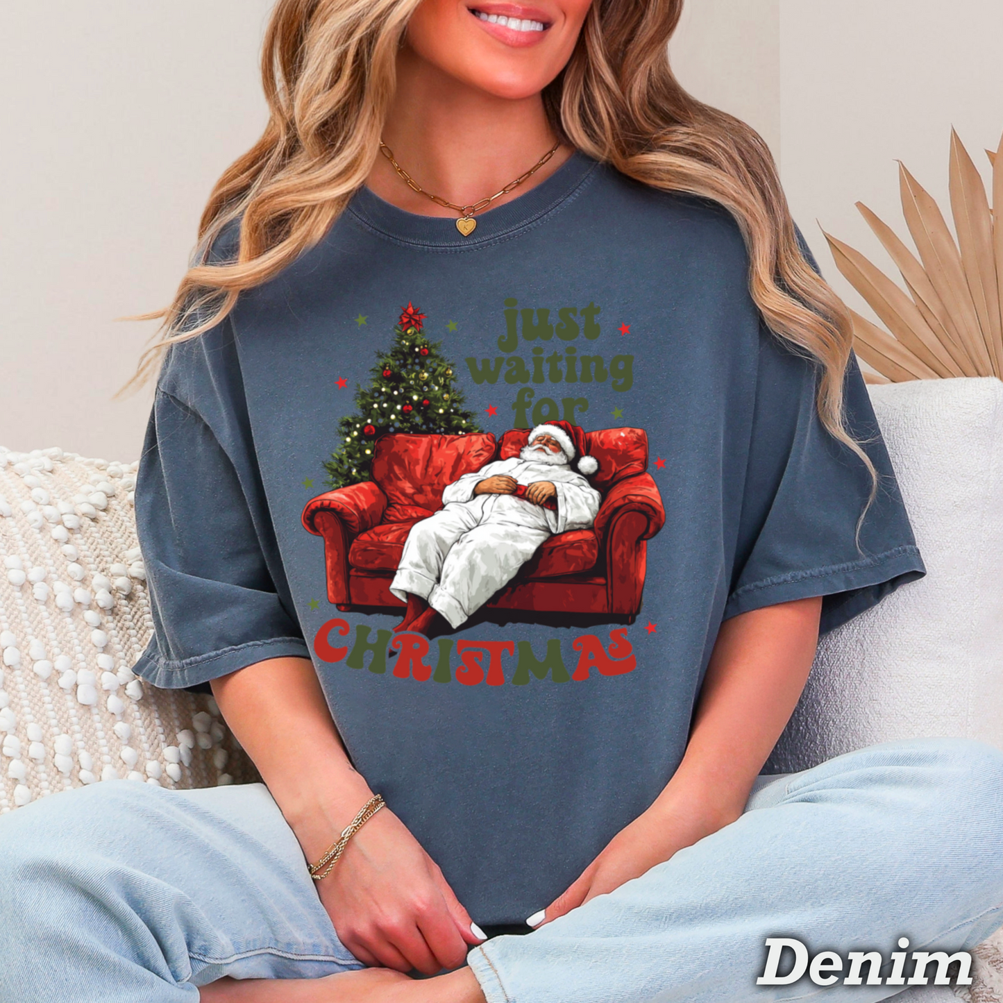 Just Waiting For Christmas Comfort Color Graphic Tee
