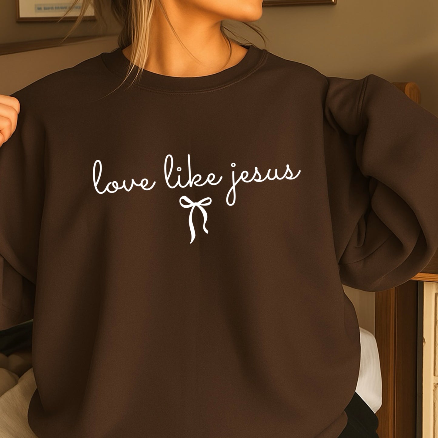 Love Like Jesus Christian Graphic Crewneck Sweatshirt