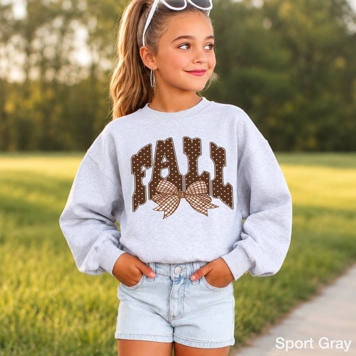 Fall Gingham Youth Crewneck Sweatshirt