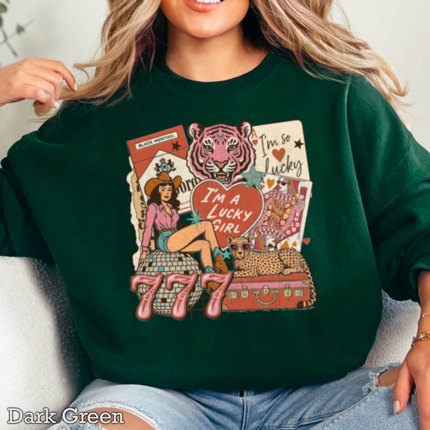 Lucky Girl Graphic Crewneck Sweatshirt