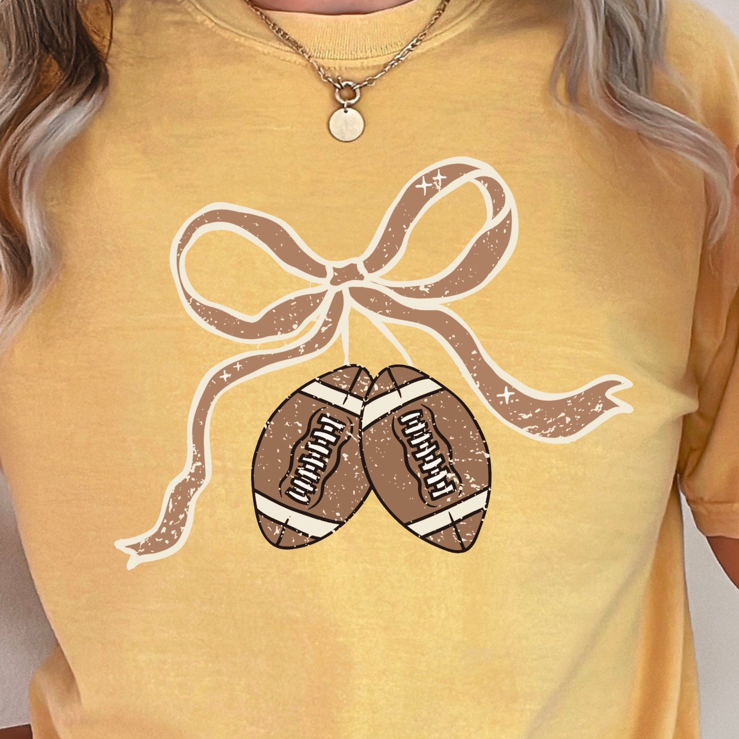 Coquette Football Game Day Bow Comfort Color Graphic Tee