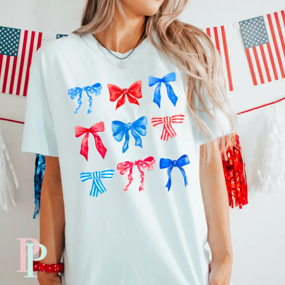4th Of July Bows Coquette Comfort Color Graphic Tee