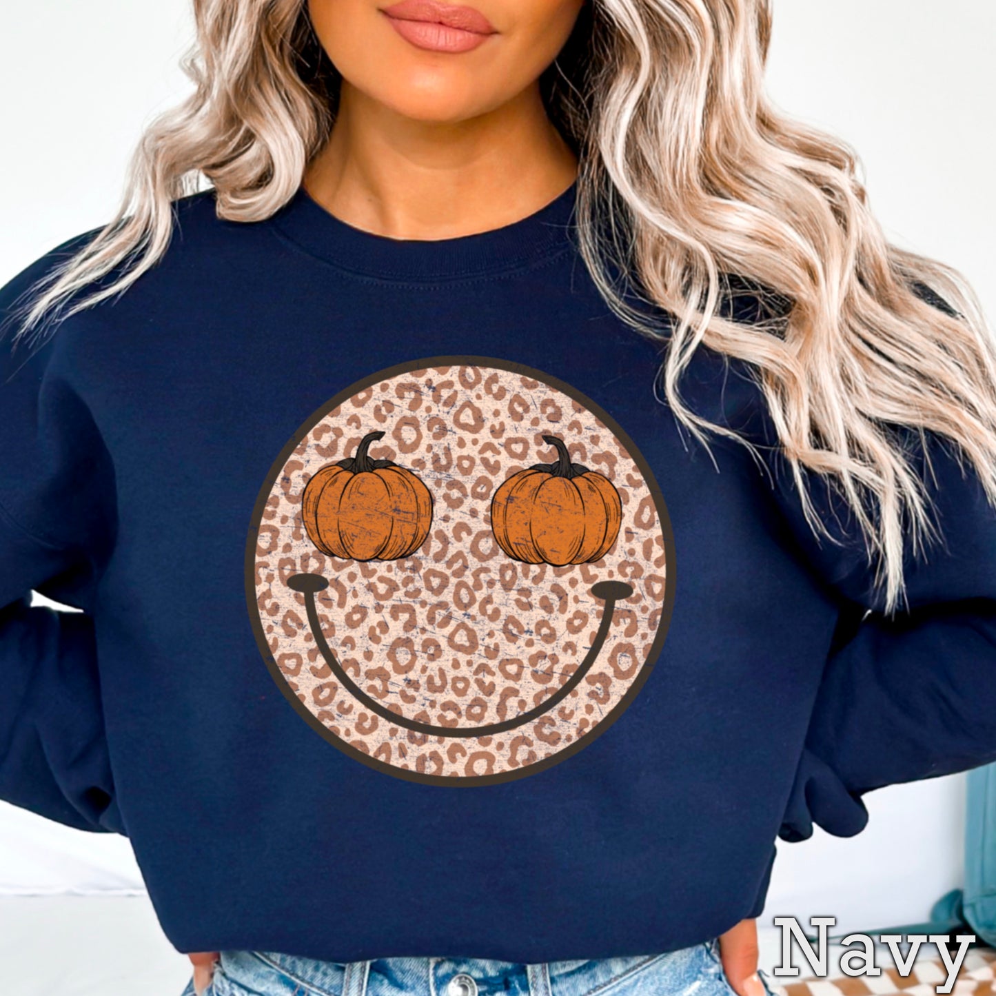 Leopard Face Pumpkin Crewneck Sweatshirt