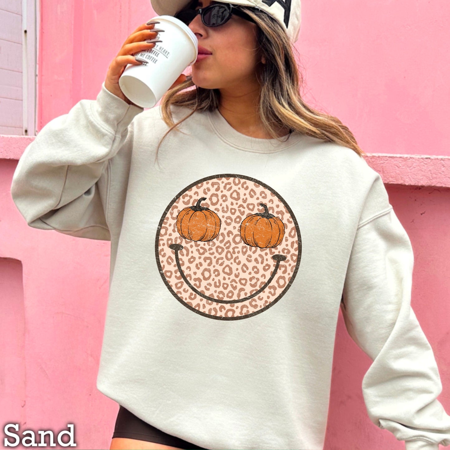 Leopard Face Pumpkin Crewneck Sweatshirt