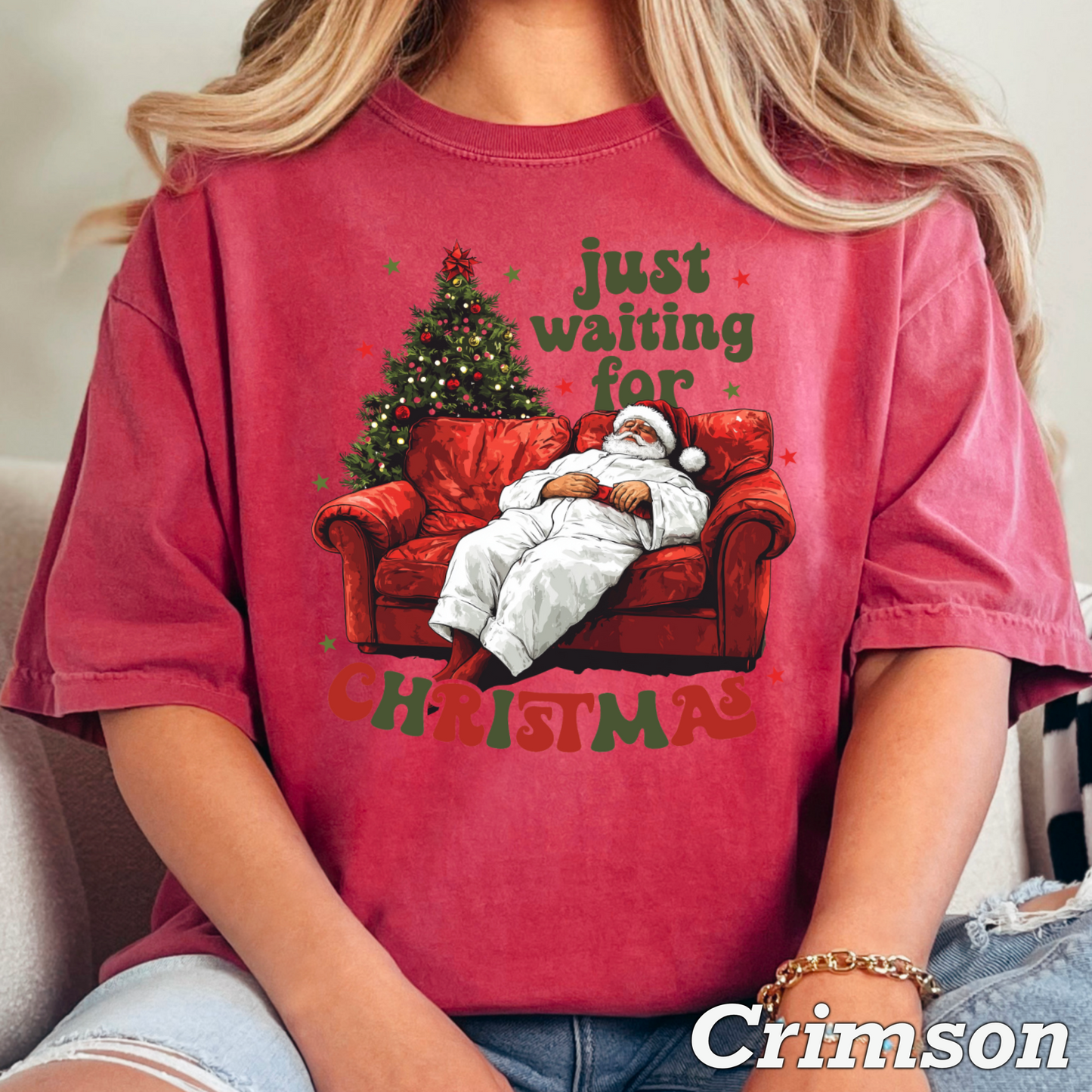 Just Waiting For Christmas Comfort Color Graphic Tee