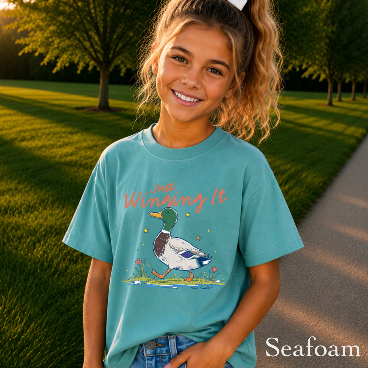 Just Winging It Mallard Duck Youth Comfort Color T-Shirt