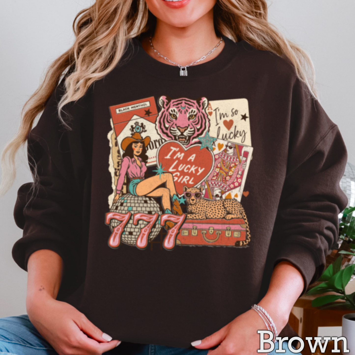 Lucky Girl Graphic Crewneck Sweatshirt