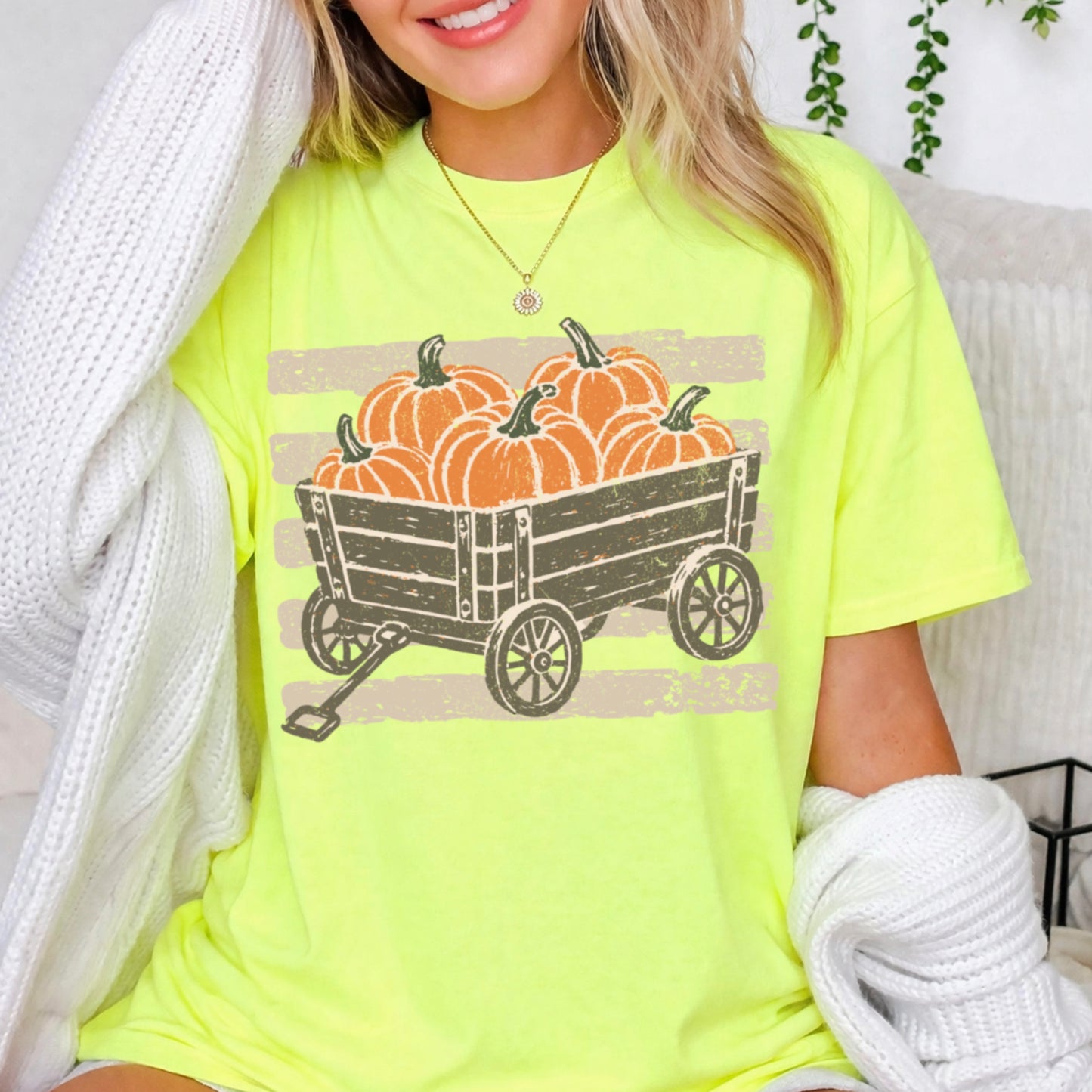 Pumpkin Wagon Fall Comfort Color Graphic Tee
