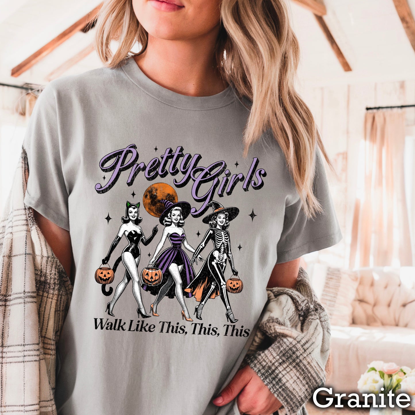 Pretty Girls Halloween Comfort Color Graphic Tee