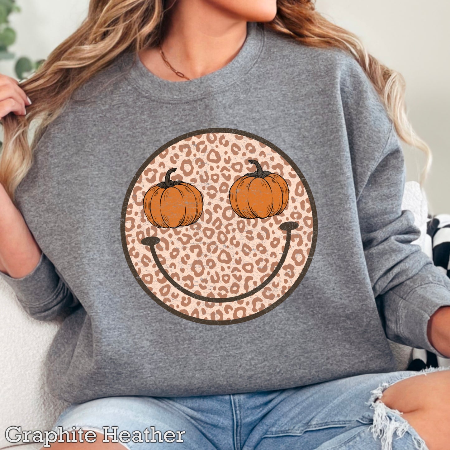 Leopard Face Pumpkin Crewneck Sweatshirt