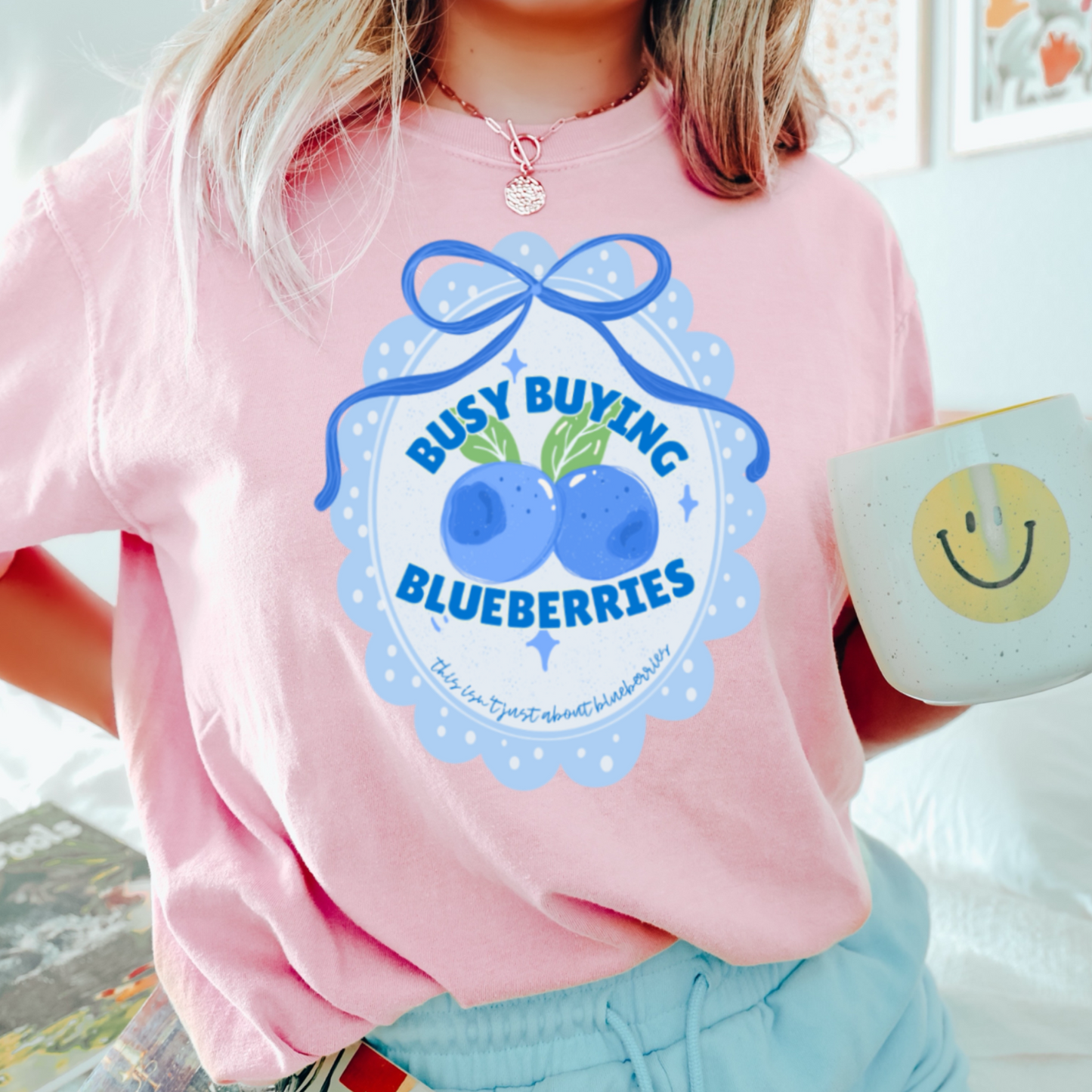 Busy Buying Blueberries Comfort Color Graphic Tee