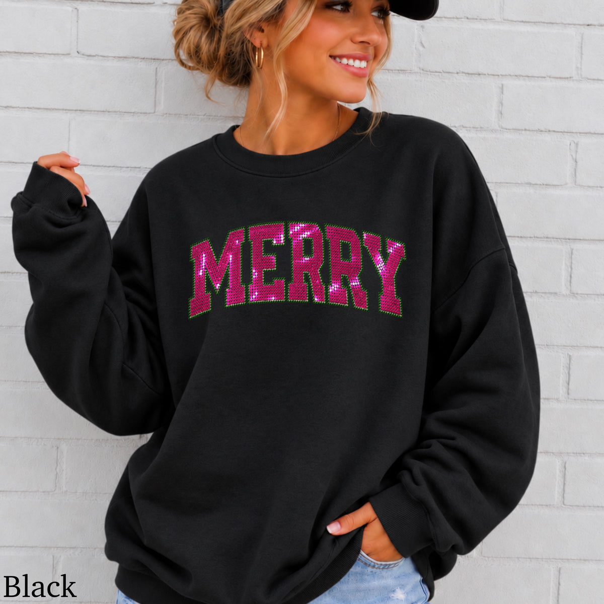 Merry Real Spangles Christmas Crewneck Sweatshirt