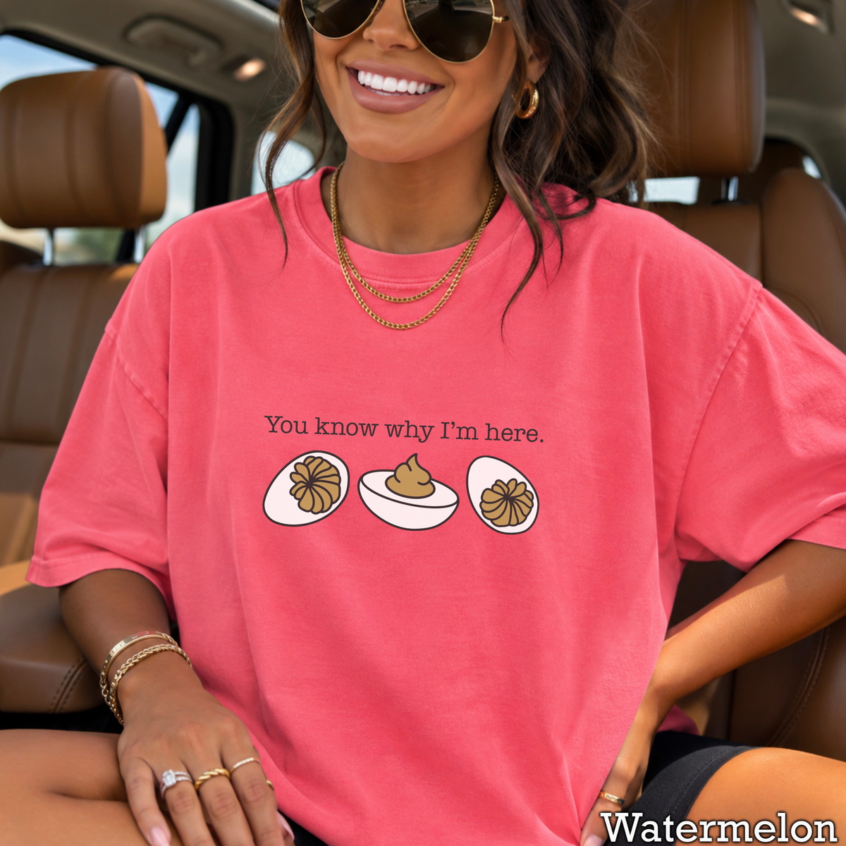 Deviled Eggs You Know Why I'm Here Comfort Color Graphic Tee