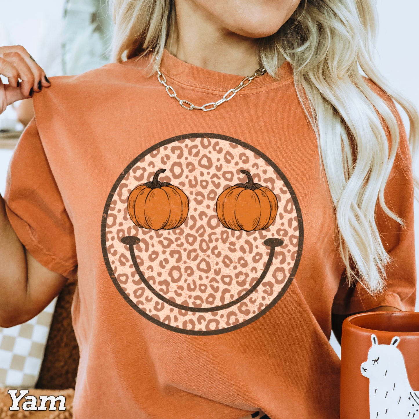 Leopard Pumpkin Face Comfort Color Graphic Tee