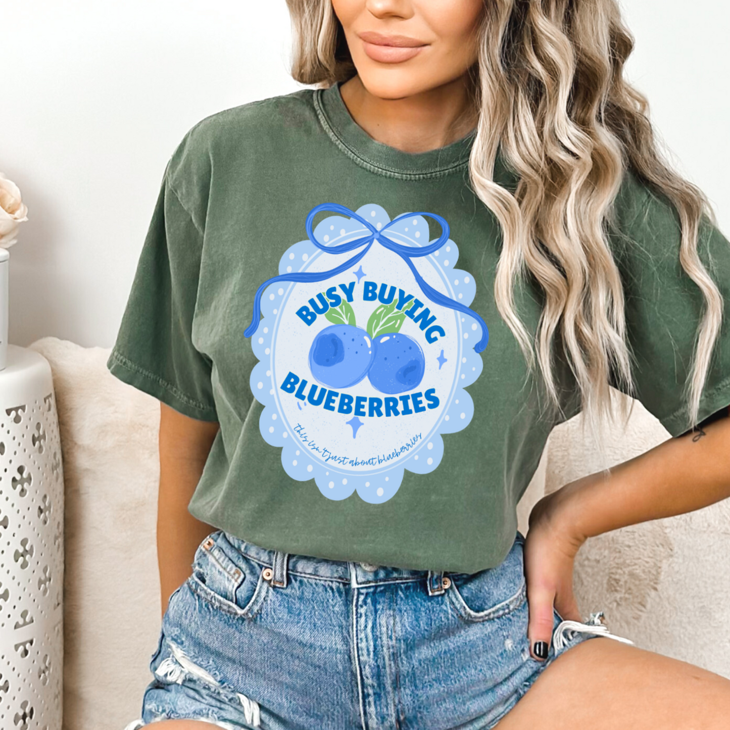 Busy Buying Blueberries Comfort Color Graphic Tee