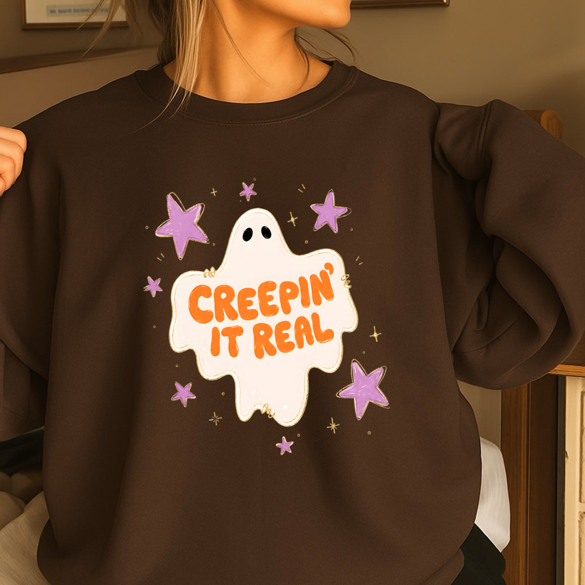 Creepin It Real Halloween Crewneck Sweatshirt