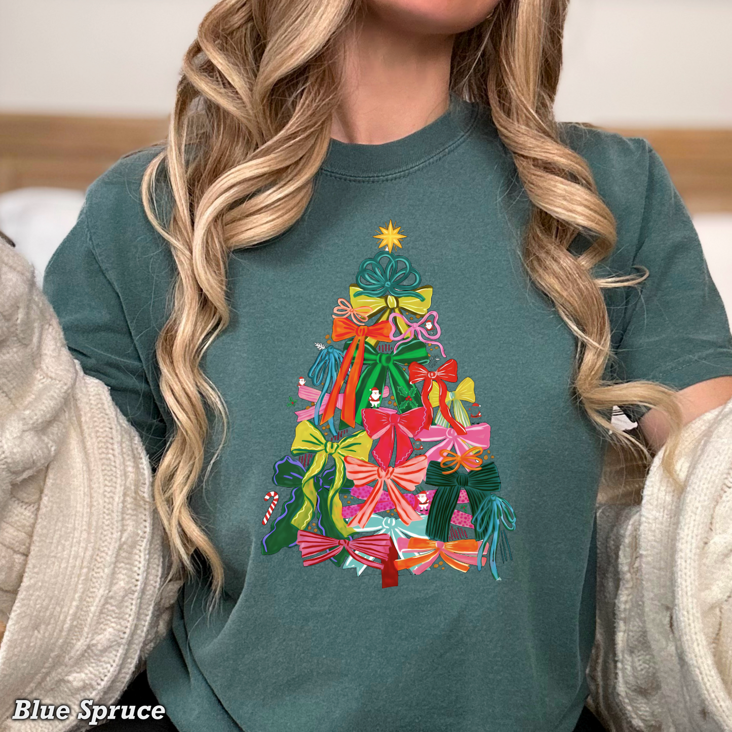 Bow Christmas Tree Comfort Color Graphic Tee
