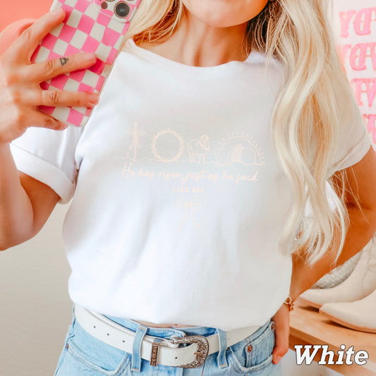 He Is Risen Easter Comfort Color Graphic Tee