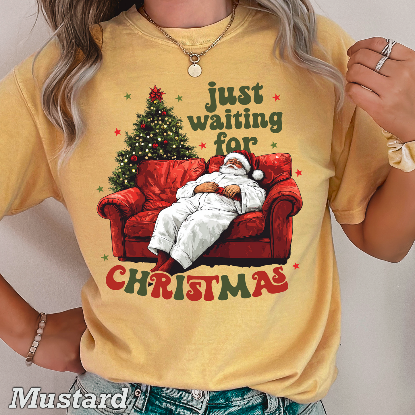 Just Waiting For Christmas Comfort Color Graphic Tee