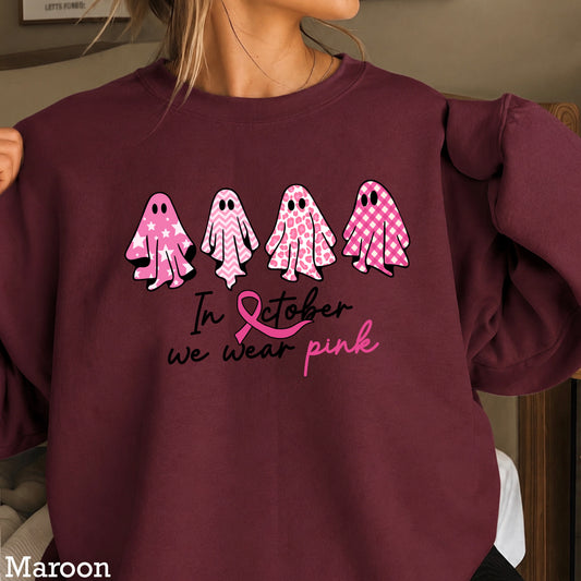 In October We Wear Pink Crewneck Sweatshirt
