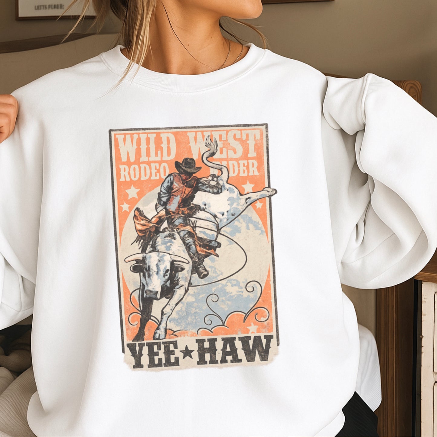 Wild West Rodeo Star Crewneck Sweatshirt