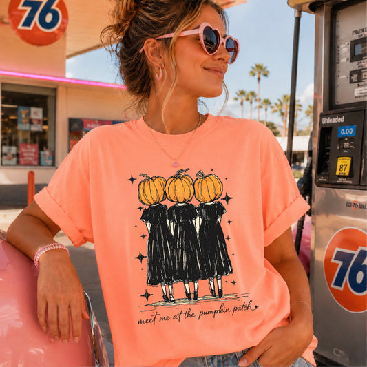 Meet Me At The Pumpkin Patch Halloween Comfort Color Graphic Tee